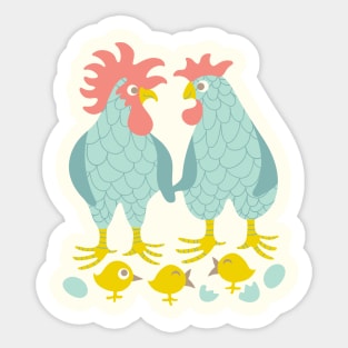 FAMILY FARM Cute Chicken Love Togetherness with Baby Chicks - UnBlink Studio by Jackie Tahara Sticker